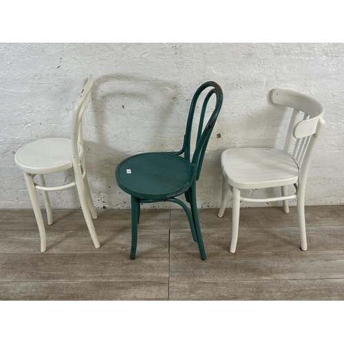 189 - Five various painted bentwood bistro dining chairs