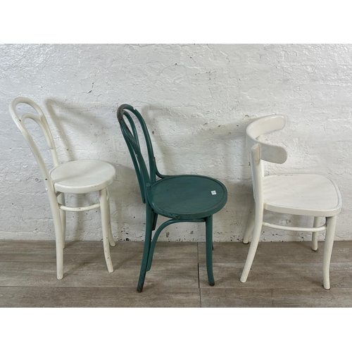 189 - Five various painted bentwood bistro dining chairs