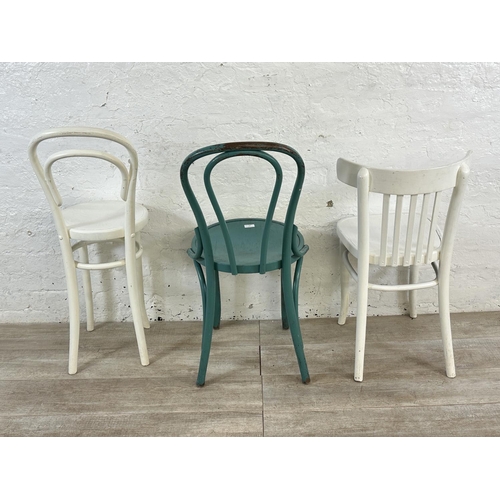 189 - Five various painted bentwood bistro dining chairs