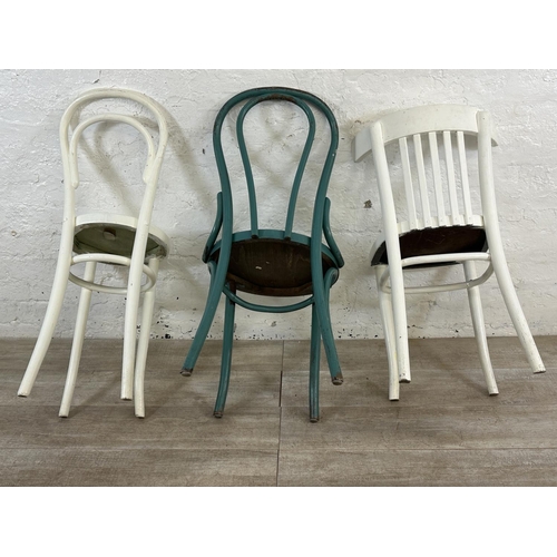 189 - Five various painted bentwood bistro dining chairs