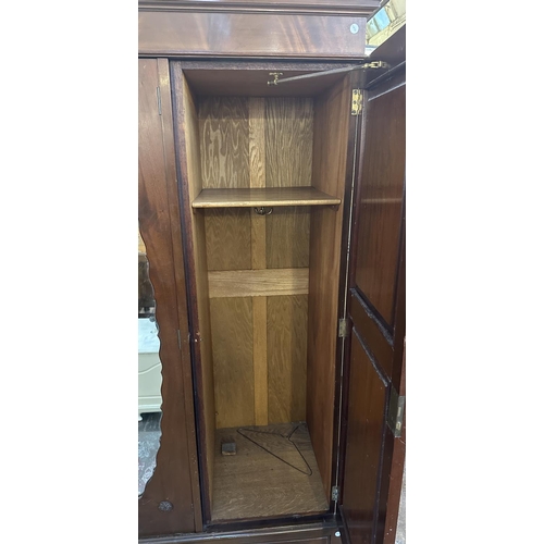 190 - An Edwardian carved mahogany double door wardrobe - approx. 206cm high x 162cm wide x 58cm deep