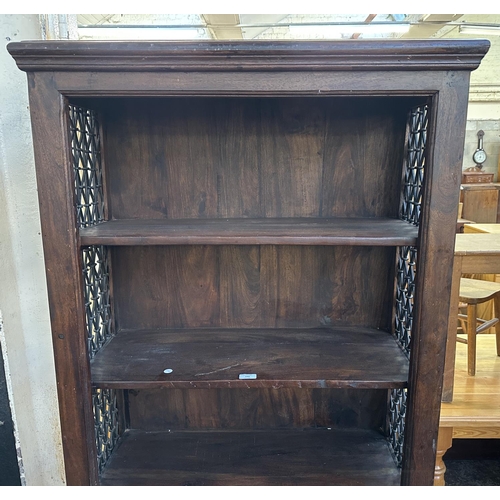 193 - An Indian sheesham wood and wrought metal five tier bookcase - approx. 182cm high x 86cm wide x 37cm... 