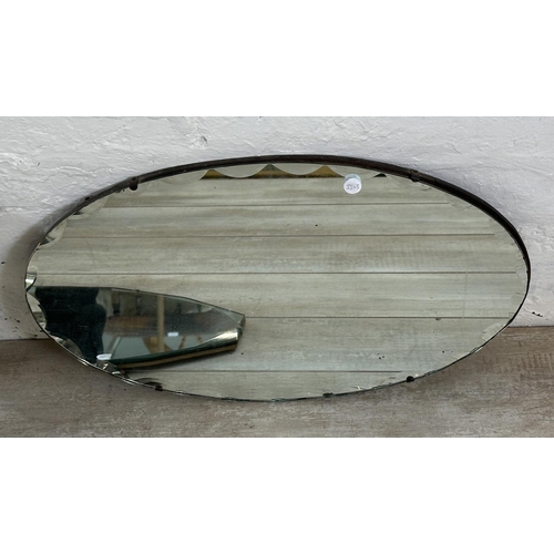 21 - Five mid 20th century bevelled edge wall mirrors, one gilt framed and four frameless - largest appro... 