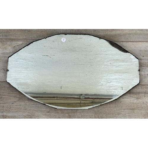 21 - Five mid 20th century bevelled edge wall mirrors, one gilt framed and four frameless - largest appro... 