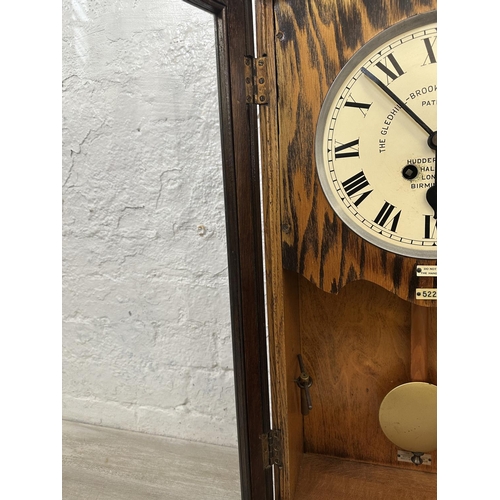 37 - An early 20th century The Gledhill-Brook Time Recorders Ltd oak cased time recorder converted wall c... 