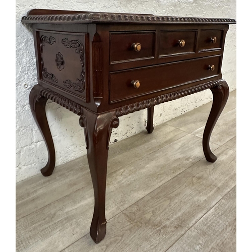 42 - A French Louis XV style carved mahogany side table - approx. 72cm high x 76cm wide x 45cm deep