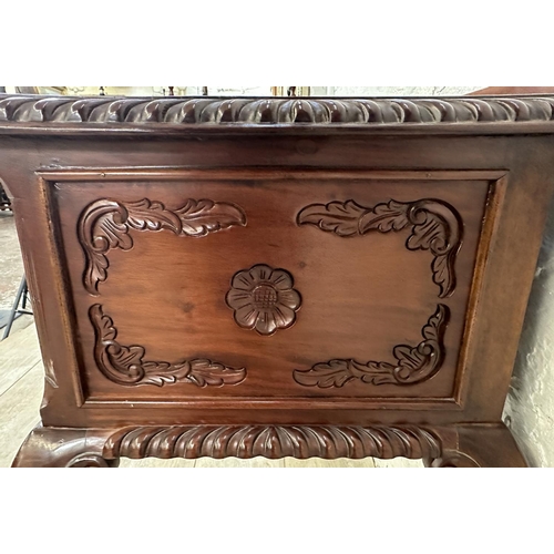 42 - A French Louis XV style carved mahogany side table - approx. 72cm high x 76cm wide x 45cm deep