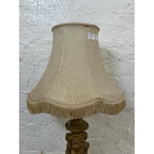 45 - A 19th century style gilded plaster table lamp - approx. 70cm high including shade