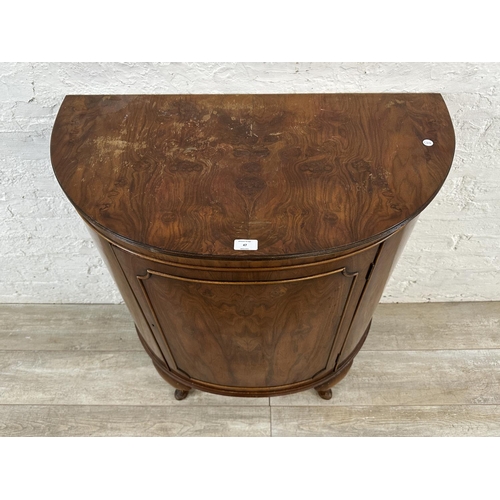 47 - A 19th century style walnut demi lune cabinet - approx. 93cm high x 83cm wide x 45cm deep