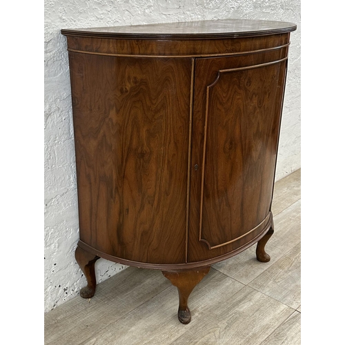 47 - A 19th century style walnut demi lune cabinet - approx. 93cm high x 83cm wide x 45cm deep