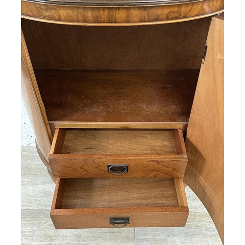 47 - A 19th century style walnut demi lune cabinet - approx. 93cm high x 83cm wide x 45cm deep