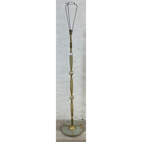 5 - A mid 20th century onyx and brass standard lamp - approx. 155cm high