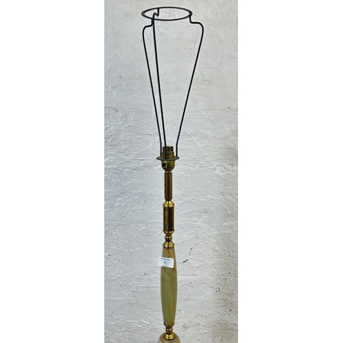 5 - A mid 20th century onyx and brass standard lamp - approx. 155cm high