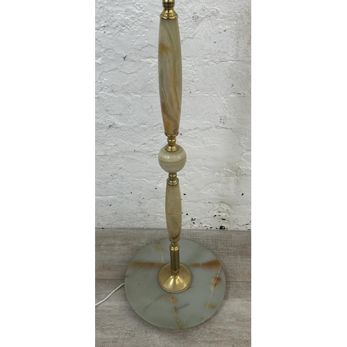 5 - A mid 20th century onyx and brass standard lamp - approx. 155cm high