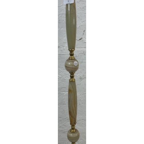 5 - A mid 20th century onyx and brass standard lamp - approx. 155cm high