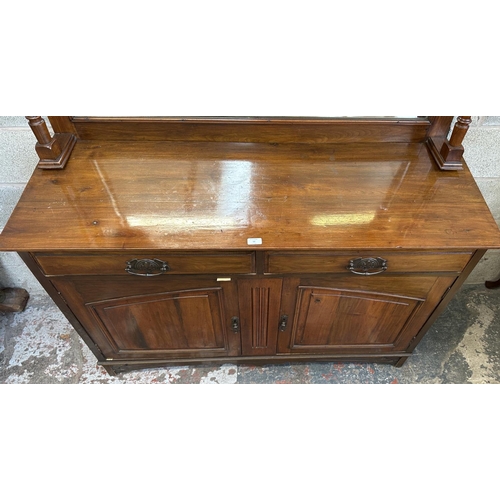 50 - An Art Nouveau carved walnut mirror back sideboard - approx. 182cm high x 135cm wide x 46cm deep