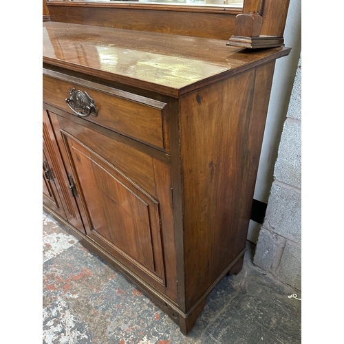 50 - An Art Nouveau carved walnut mirror back sideboard - approx. 182cm high x 135cm wide x 46cm deep