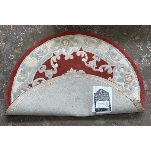 52 - A Flair Rugs Lotus Premium Aubusson red ground floral pattern rug - approx. 120cm diameter