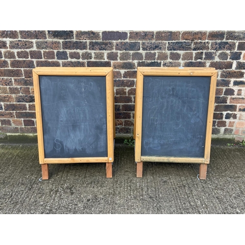 69 - Two wooden A framed double sided chalkboards - approx. 92cm high x 63cm wide x 52cm deep