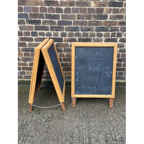 69 - Two wooden A framed double sided chalkboards - approx. 92cm high x 63cm wide x 52cm deep