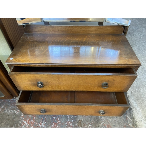 71 - A 1930s oak dressing chest - approx. 150cm high including mirror x 92cm wide x 43cm deep