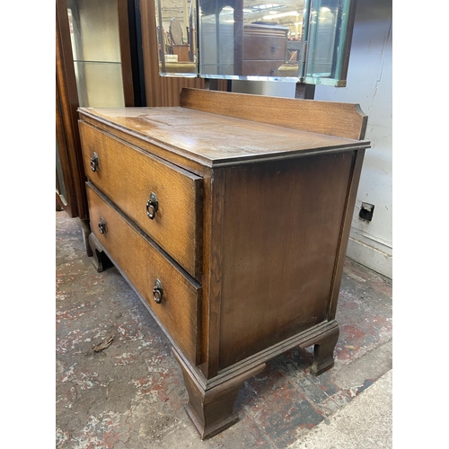 71 - A 1930s oak dressing chest - approx. 150cm high including mirror x 92cm wide x 43cm deep