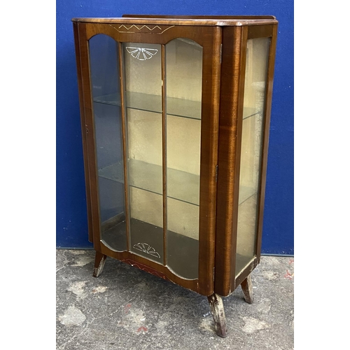 73 - A mid 20th century C.W.S. Ltd walnut display cabinet - approx. 110cm high x 69cm wide x 30cm deep