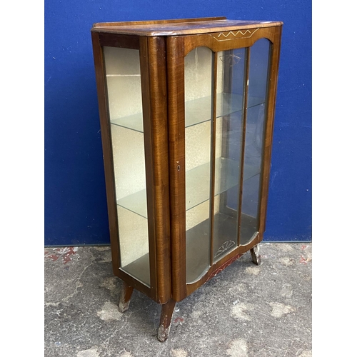 73 - A mid 20th century C.W.S. Ltd walnut display cabinet - approx. 110cm high x 69cm wide x 30cm deep