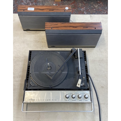 741 - An ITT Consumer Products Ltd. RGD 3 speed auto-changer portable record player with detachable speake... 