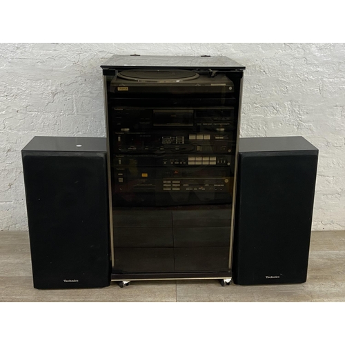 757 - Six items of Technics hi-fi, one SL-Q210 two speed direct-drive turntable, one SL-PG480A CD player, ... 