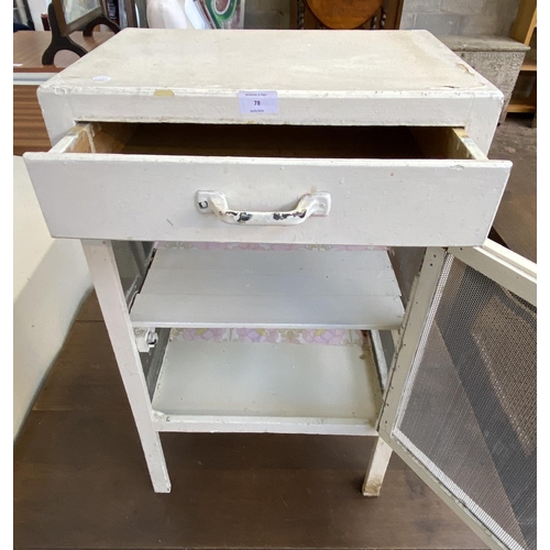 78 - A mid 20th century French white painted wooden and meshed metal meat safe - approx. 79cm high x 45cm... 