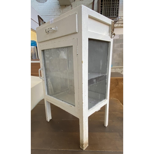 78 - A mid 20th century French white painted wooden and meshed metal meat safe - approx. 79cm high x 45cm... 