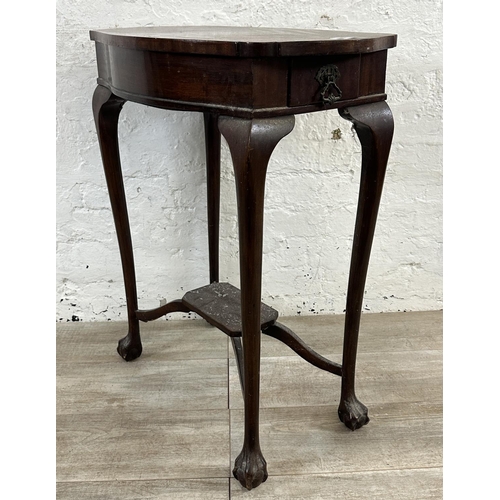 94 - An Edwardian mahogany serpentine two tier side table - approx. 77cm high x 64cm wide x 40cm deep