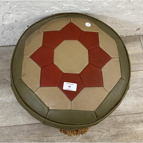 98 - A mid 20th century Moroccan vinyl footstool - approx. 28cm high x 40cm diameter