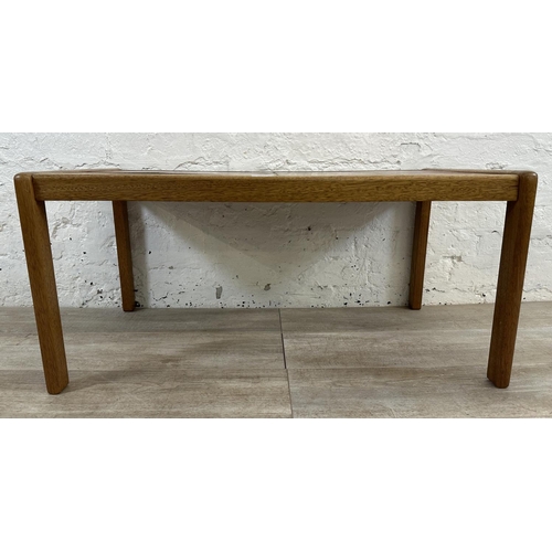 99 - A mid 20th century teak ceramic tile top coffee table - approx. 40cm high x 48cm wide x 86cm long