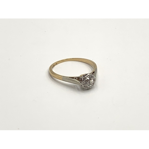 An 18ct gold and platinum illusion set 0.5ct diamond solitaire ring, size Q½, colour HIJ, clarity SI - approx. gross weight 2.6g