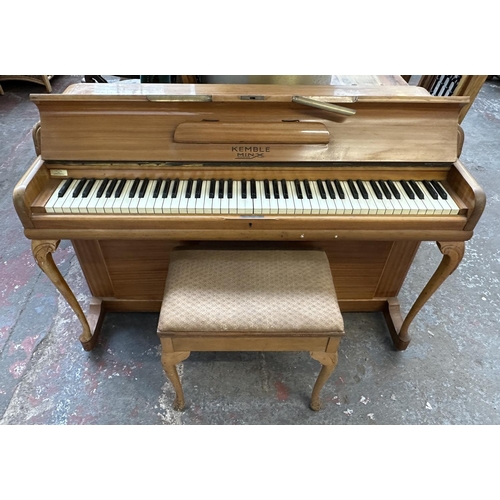 346 - A Kemble Minx walnut cased 85 key miniature piano with stool - approx. 88cm high x 133cm wide x 57cm... 