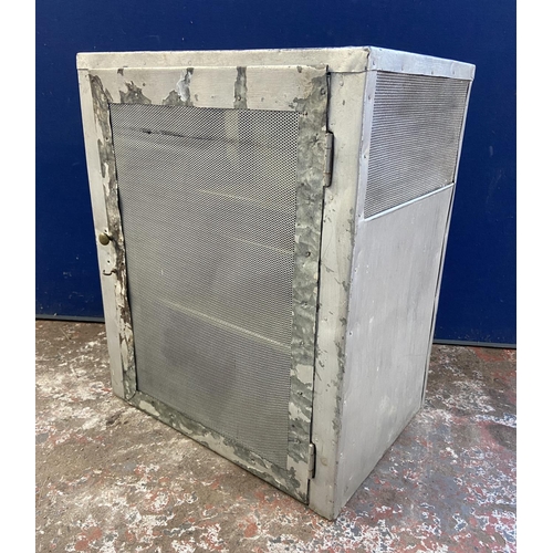 358 - A mid 20th century French silver painted metal meat safe - approx. 57cm high x 46cm wide x 33cm deep