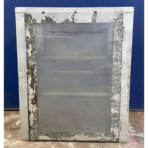 358 - A mid 20th century French silver painted metal meat safe - approx. 57cm high x 46cm wide x 33cm deep