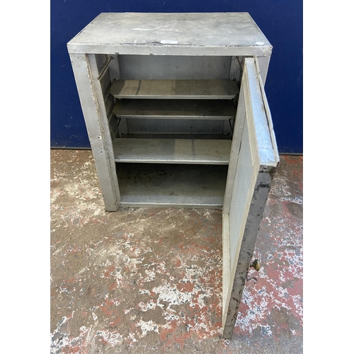 358 - A mid 20th century French silver painted metal meat safe - approx. 57cm high x 46cm wide x 33cm deep