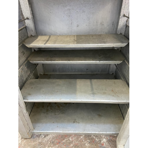 358 - A mid 20th century French silver painted metal meat safe - approx. 57cm high x 46cm wide x 33cm deep