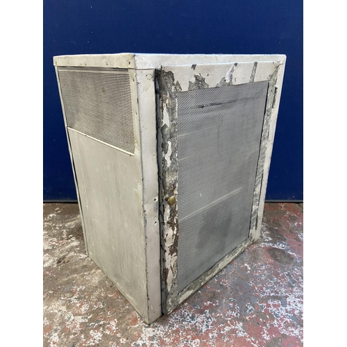 358 - A mid 20th century French silver painted metal meat safe - approx. 57cm high x 46cm wide x 33cm deep