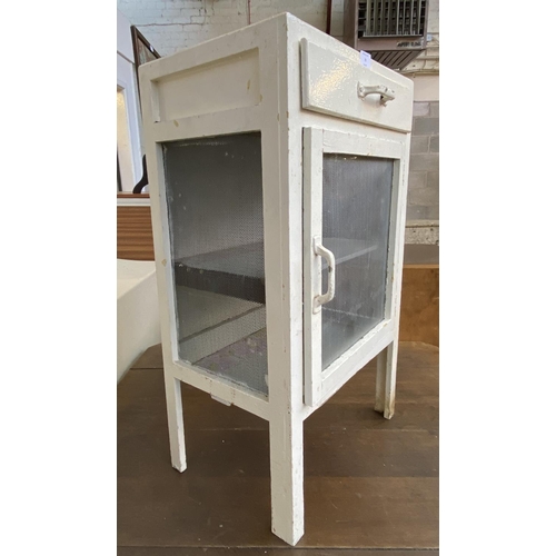 401 - A mid 20th century French white painted wooden and meshed metal meat safe - approx. 79cm high x 45cm... 