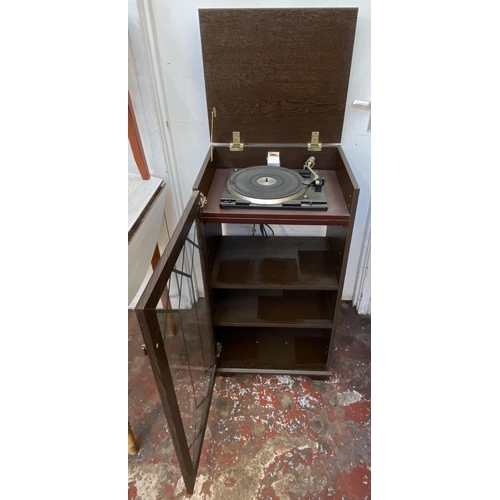 403 - An oak effect stereo cabinet containing BSR Precision turntable