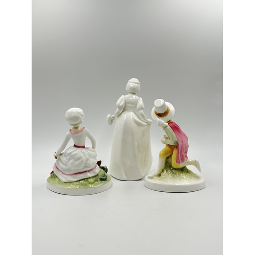 533 - Three Royal Doulton figurines, The Nursery Rhymes Collection Tom, Tom, The Piper's Son HN3032, The N... 