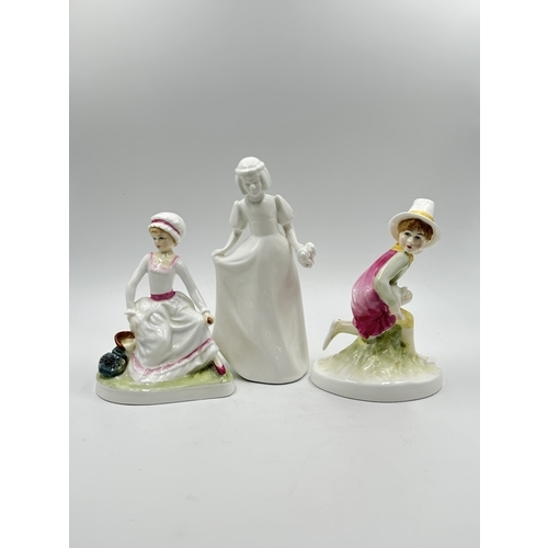 533 - Three Royal Doulton figurines, The Nursery Rhymes Collection Tom, Tom, The Piper's Son HN3032, The N... 