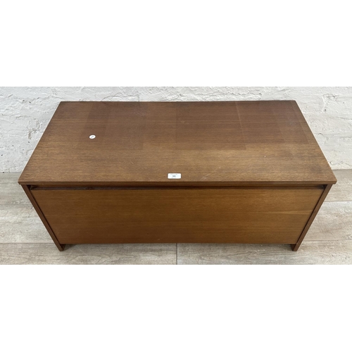 304 - A mid 20th century teak blanket box - approx. 40cm high x 92cm wide x 43cm deep
