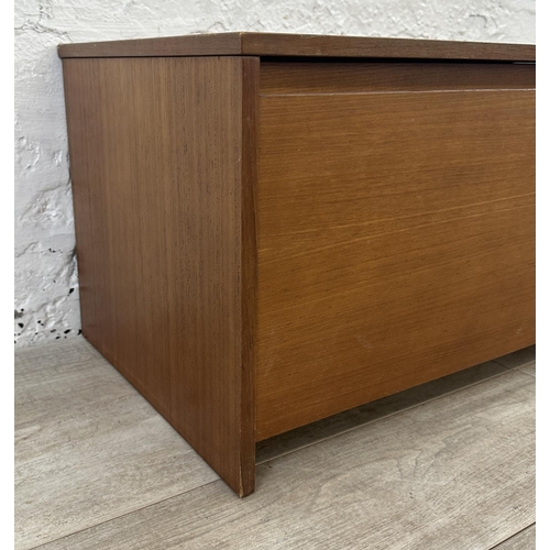 304 - A mid 20th century teak blanket box - approx. 40cm high x 92cm wide x 43cm deep