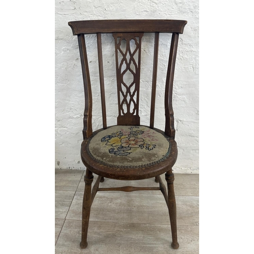81 - Two pieces of furniture, one 17th century style oak nest of tables and one Edwardian inlaid mahogany... 
