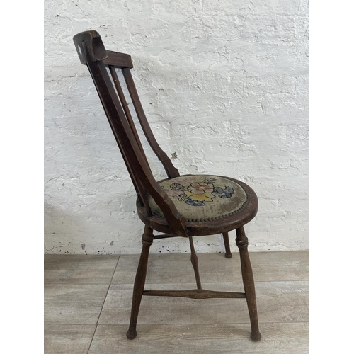 81 - Two pieces of furniture, one 17th century style oak nest of tables and one Edwardian inlaid mahogany... 